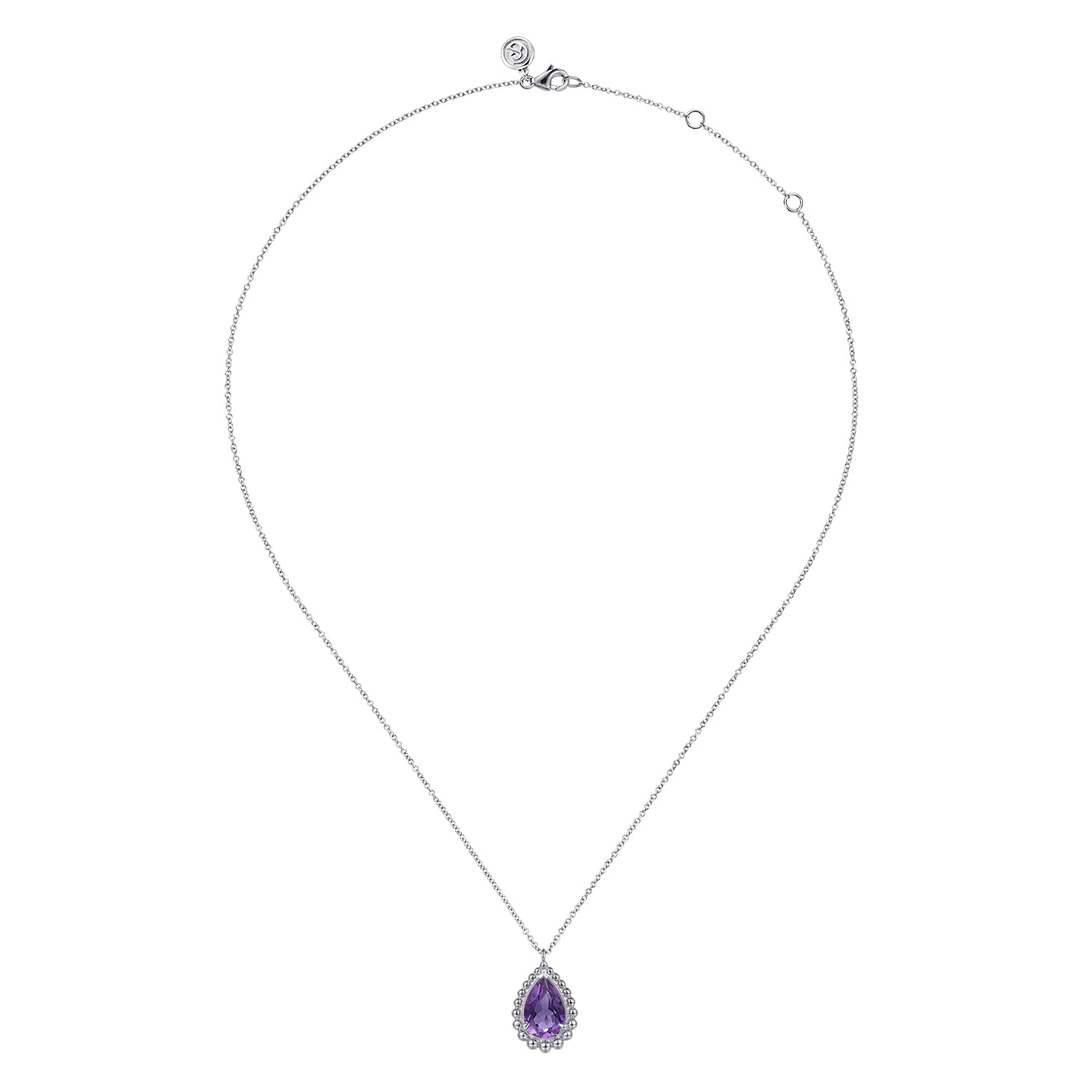 925 Sterling Silver Faceted Amethyst Teardrop Bujukan Necklace