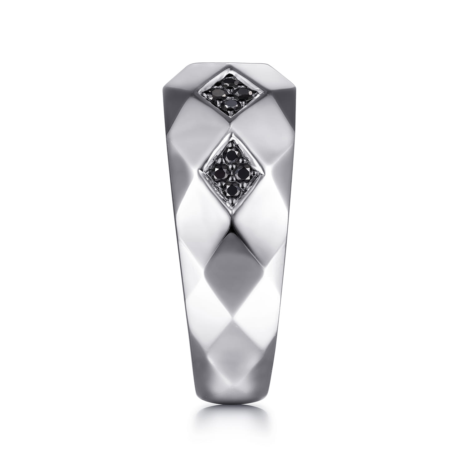 925 Sterling Silver Faceted Black Spinel Men's Ring in High