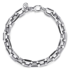 925 Sterling Silver Faceted Chain Black Spinel Bracelet