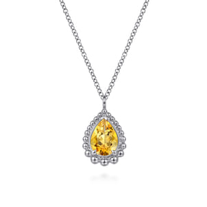 925 Sterling Silver Faceted Citrine Teardrop Bujukan Necklace