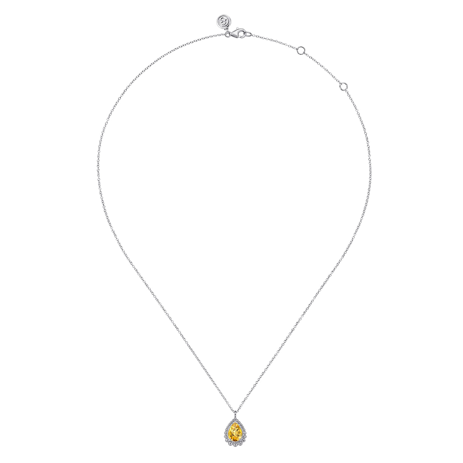 925 Sterling Silver Faceted Citrine Teardrop Bujukan Necklace - Shot 2