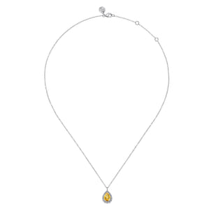925 Sterling Silver Faceted Citrine Teardrop Bujukan Necklace