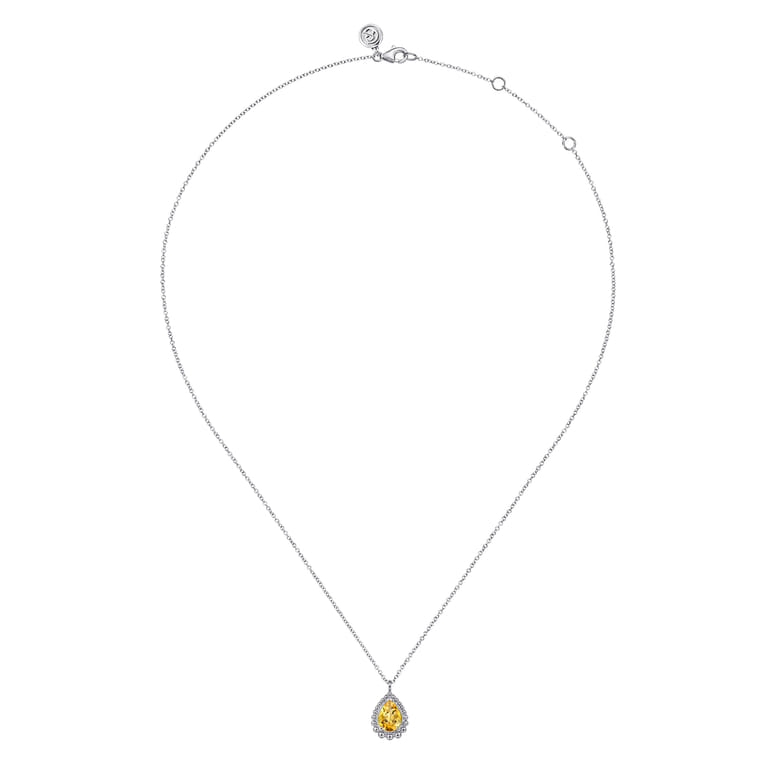 925 Sterling Silver Faceted Citrine Teardrop Bujukan Necklace - Shot 2