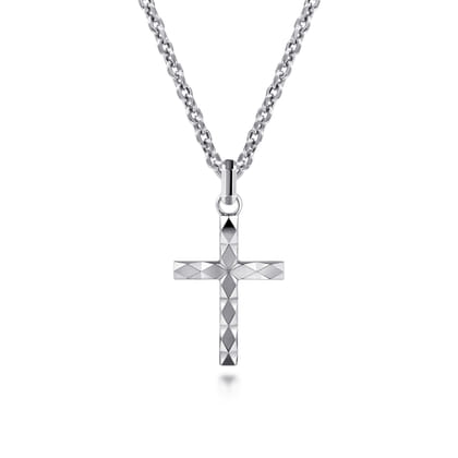 925 Sterling Silver Faceted Cross Pendant