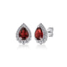 925 Sterling Silver Faceted Garnet Pear Shape Bujukan Stud Earrings