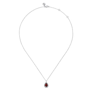 925 Sterling Silver Faceted Garnet Teardrop Bujukan Necklace