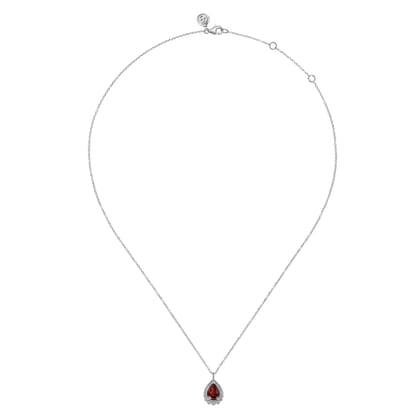 925 Sterling Silver Faceted Garnet Teardrop Bujukan Necklace