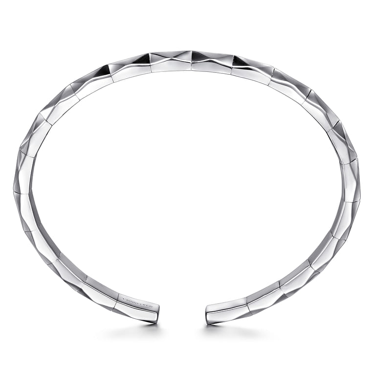 925 Sterling Silver Faceted Open Cuff Bracelet - Shot 3