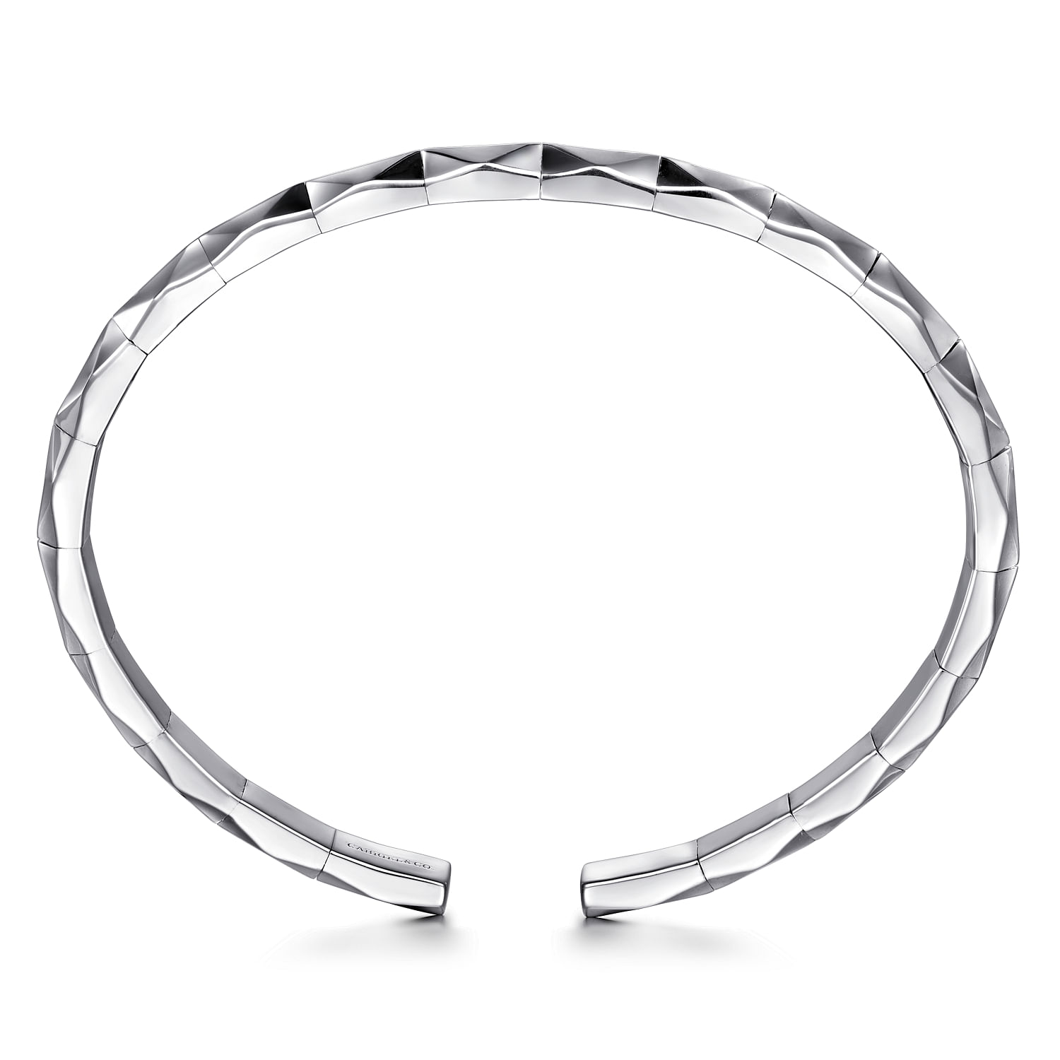 925 Sterling Silver Faceted Open Cuff Bracelet - Shot 3