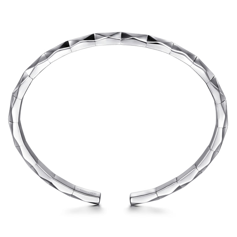 925 Sterling Silver Faceted Open Cuff Bracelet - Shot 3