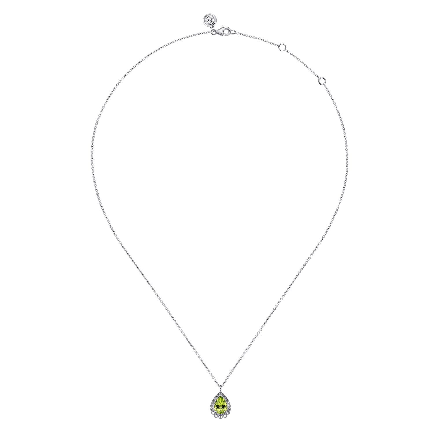 925 Sterling Silver Faceted Peridot Teardrop Bujukan Necklace