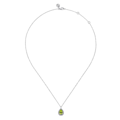 925 Sterling Silver Faceted Peridot Teardrop Bujukan Necklace
