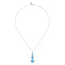 925 Sterling Silver Faceted Rock Crystal And Turquoise Drop Necklace