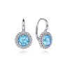 925 Sterling Silver Faceted Swiss Blue Topaz Bujukan Earrings