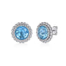 925 Sterling Silver Faceted Swiss Blue Topaz Bujukan Stud Earrings