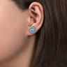 925 Sterling Silver Faceted Swiss Blue Topaz Bujukan Stud Earrings