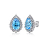 925 Sterling Silver Faceted Swiss Blue Topaz Pear Shape Bujukan Stud Earrings