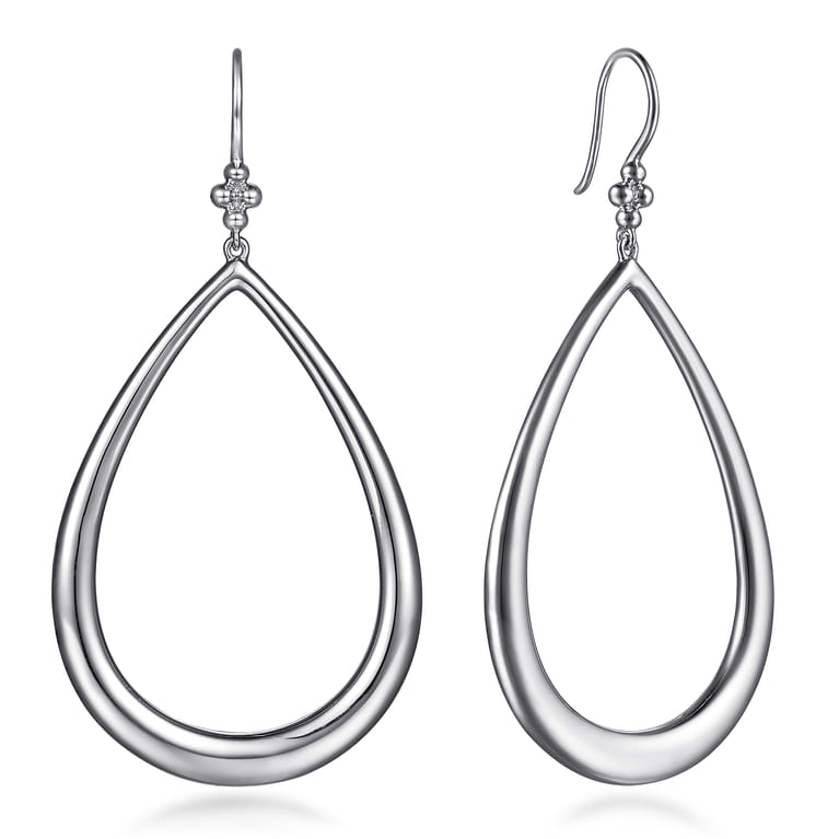 925 Sterling Silver Fish Wire Teardrop Earrings - Shot 1