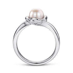 925 Sterling Silver Floral Cultured Pearl Ring