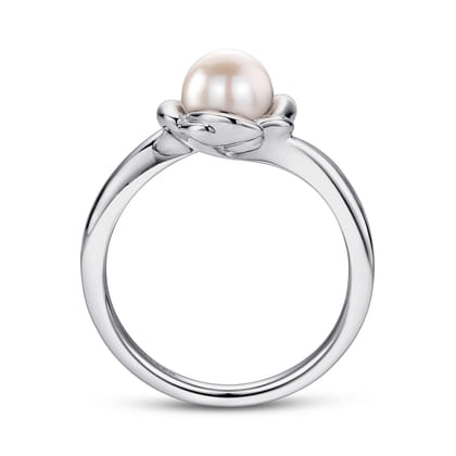 925 Sterling Silver Floral Cultured Pearl Ring
