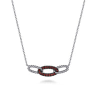 925 Sterling Silver Garnet Bujukan Link Bar Necklace