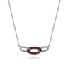 925 Sterling Silver Garnet Bujukan Link Bar Necklace