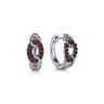 925 Sterling Silver Garnet Bujukan Link Huggie Earrings