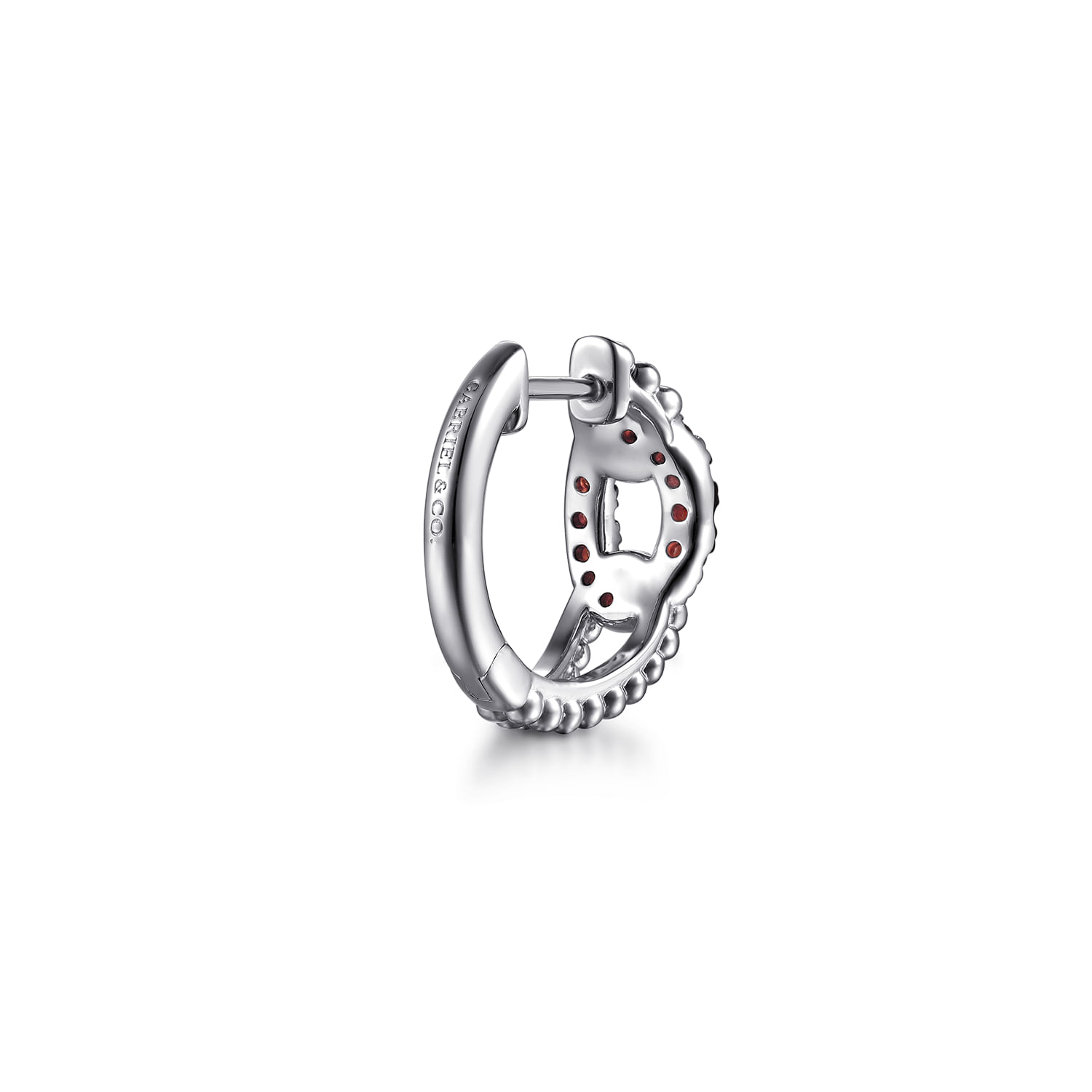 925 Sterling Silver Garnet Bujukan Link Huggie Earrings