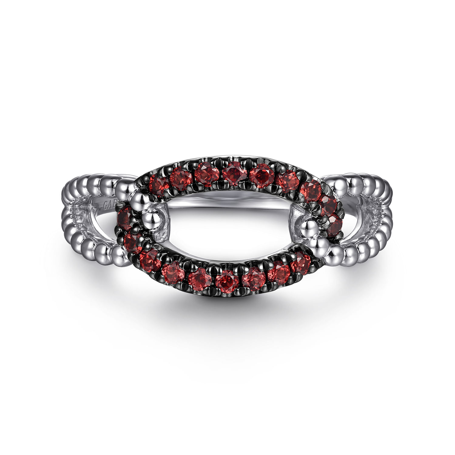 925 Sterling Silver Garnet Bujukan Link Ladies Ring