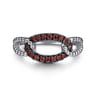 925 Sterling Silver Garnet Bujukan Link Ladies Ring