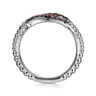 925 Sterling Silver Garnet Bujukan Link Ladies Ring