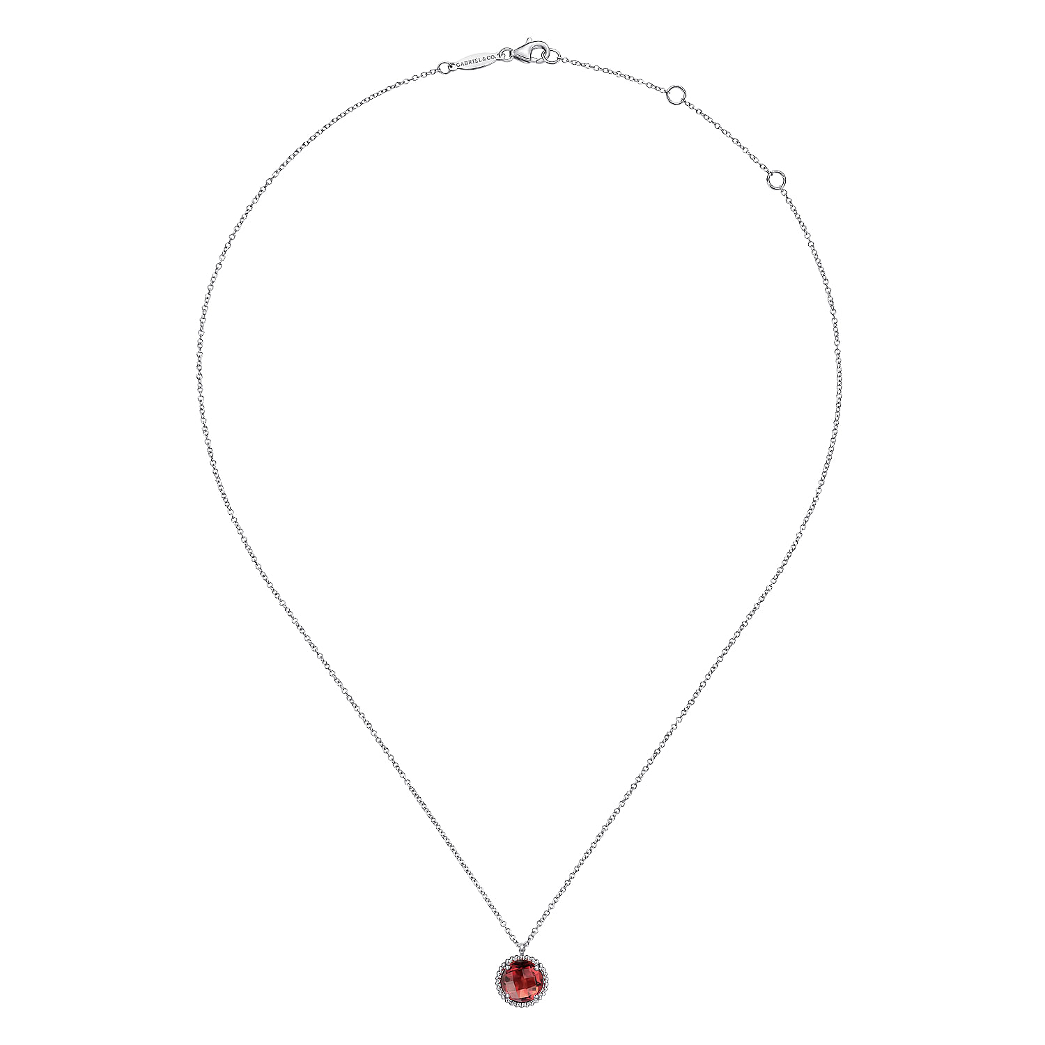 925 Sterling Silver Garnet Center and Bujukan Frame Pendant