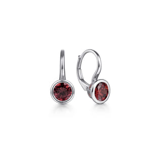 925 Sterling Silver Garnet Leverback Earrings