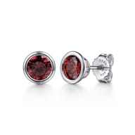 925 Sterling Silver Garnet Stud Earrings
