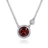 925 Sterling Silver Garnet and Diamond Pendant Necklace - 0.02 ct