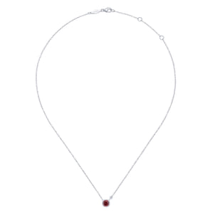 925 Sterling Silver Garnet and Diamond Pendant Necklace