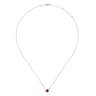 925 Sterling Silver Garnet and Diamond Pendant Necklace - 0.02 ct