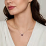 925 Sterling Silver Garnet and Diamond Pendant Necklace - 0.02 ct