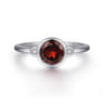 925 Sterling Silver Garnet and Diamond Ring - 0.05 ct