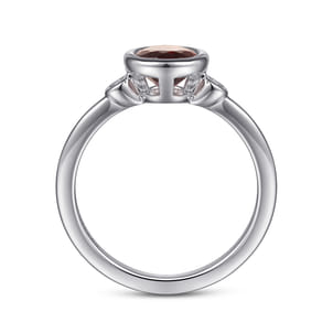 925 Sterling Silver Garnet and Diamond Ring