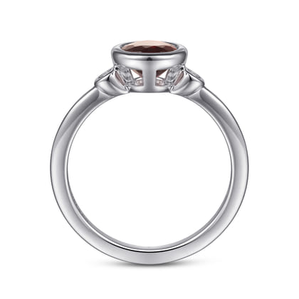 925 Sterling Silver Garnet and Diamond Ring