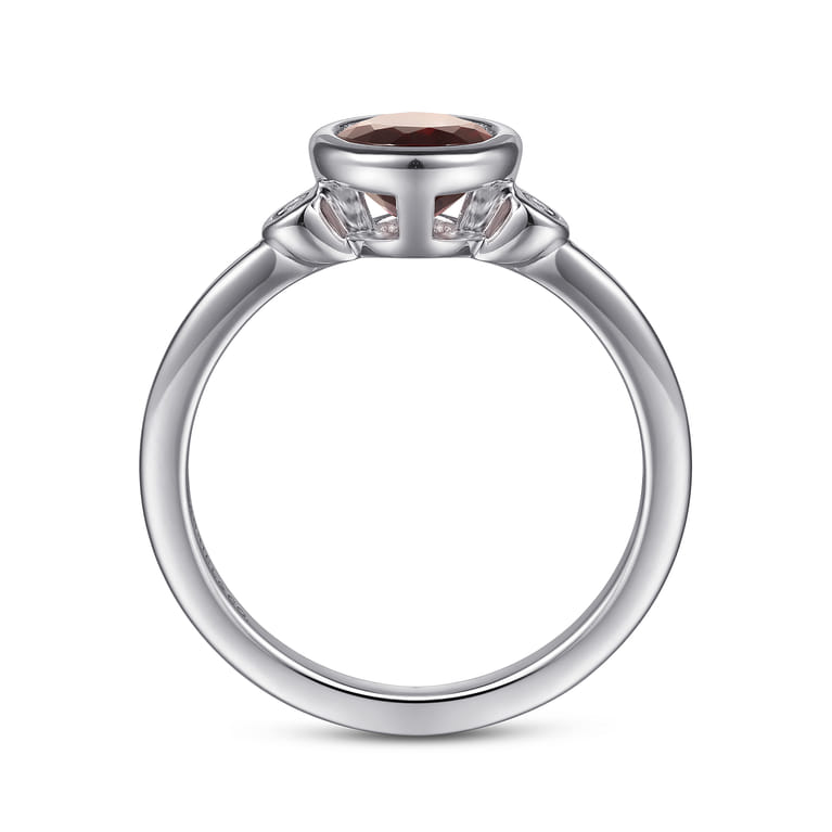 925 Sterling Silver Garnet and Diamond Ring - 0.05 ct - Shot 2