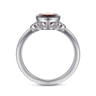 925 Sterling Silver Garnet and Diamond Ring - 0.05 ct