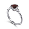 925 Sterling Silver Garnet and Diamond Ring - 0.05 ct