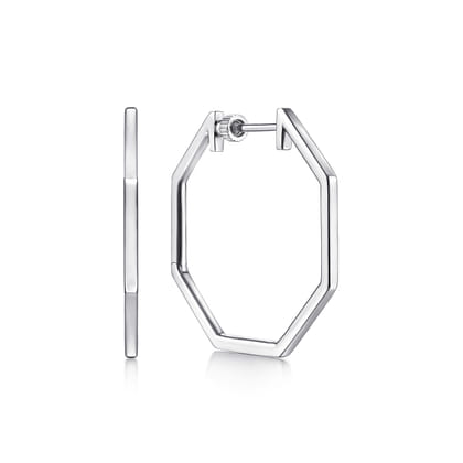 925 Sterling Silver Geometric Classic Hoop Earrings