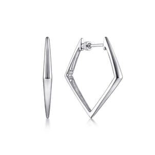 925 Sterling Silver Geometric Classic Hoop Earrings