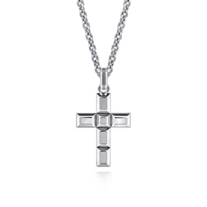 925 Sterling Silver Geometric Cross Pendant