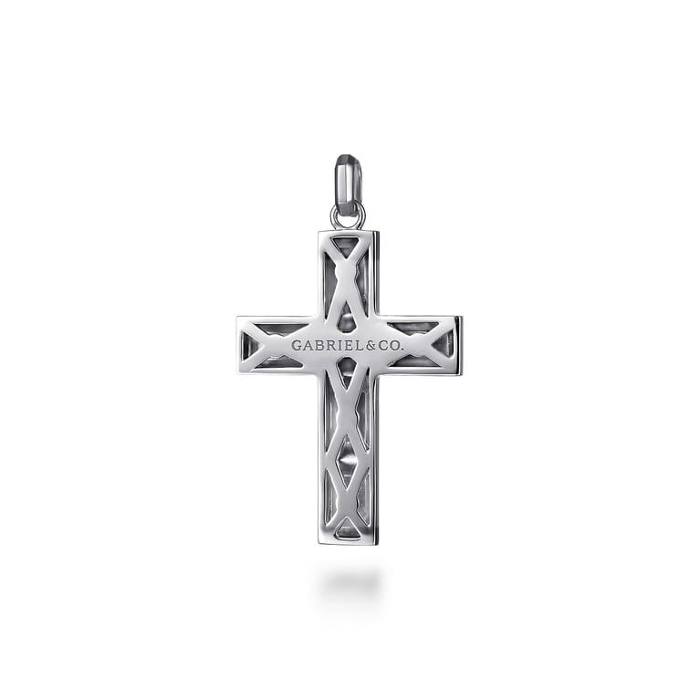 925 Sterling Silver Geometric Cross Pendant - Shot 2