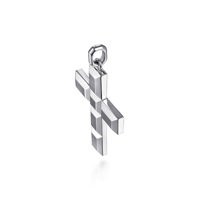 925 Sterling Silver Geometric Cross Pendant - Shot 5