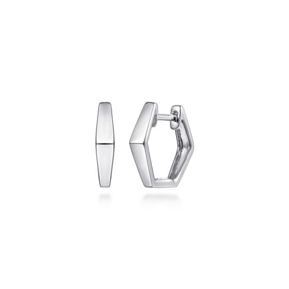 925 Sterling Silver Geometric Huggie Earrings